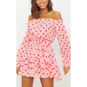 NWT PLT Polka Dot Bardot Dress